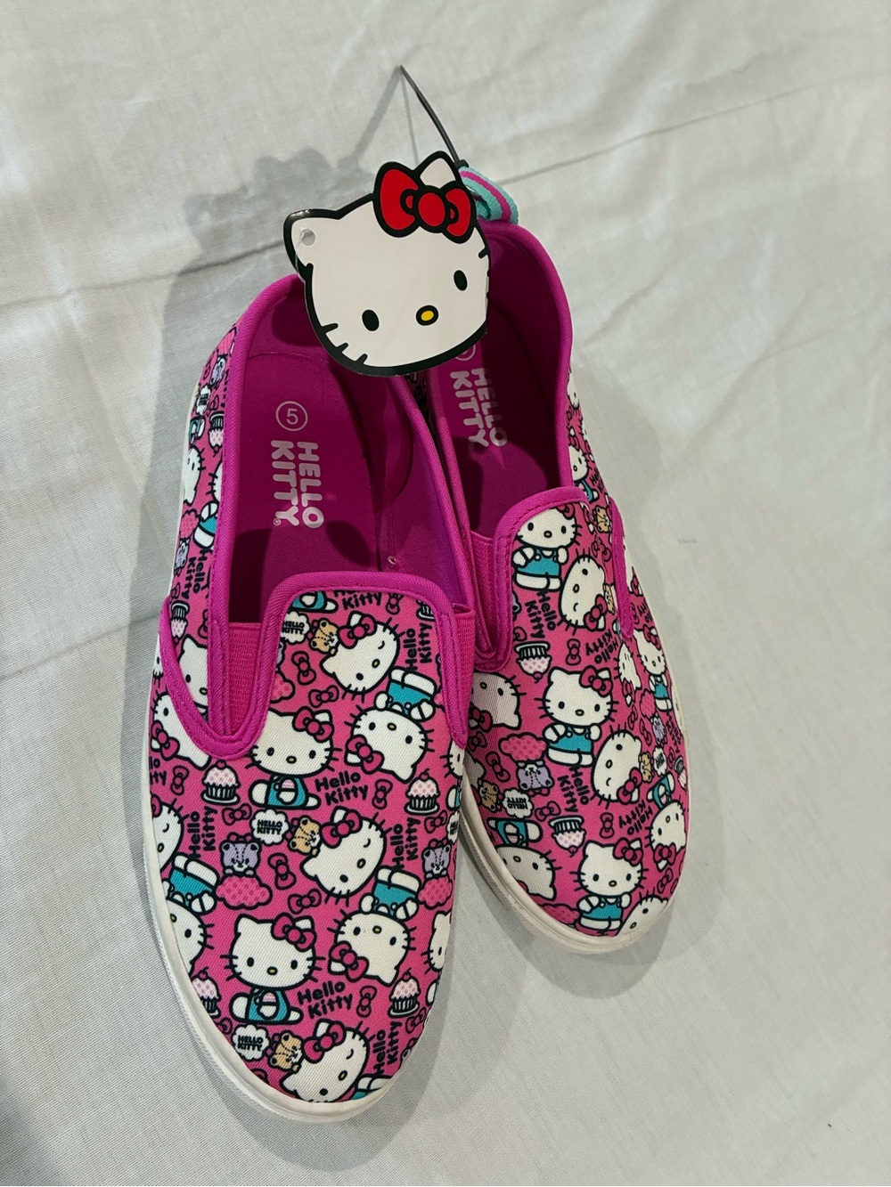 Hello Kitty Girls' Hot Pink Slip-On Printed Canvas Sneakers